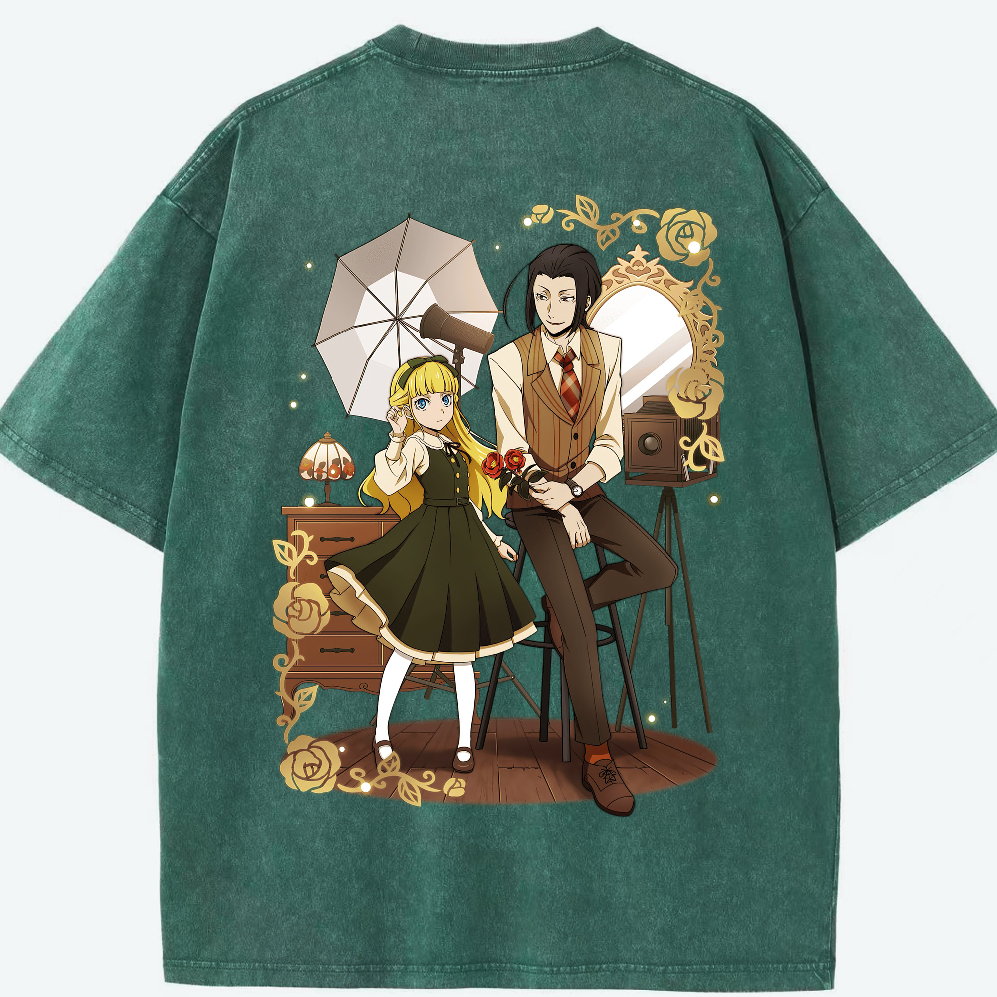 （画像用） 文豪ストレイドッグス Bungo Stray Dogs 綿100% ヴィンテージ風 半袖Tシャツ（背面プリント）